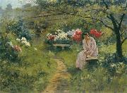 Sergey Ivanovich Svetoslavsky In the Garden oil painting reproduction
